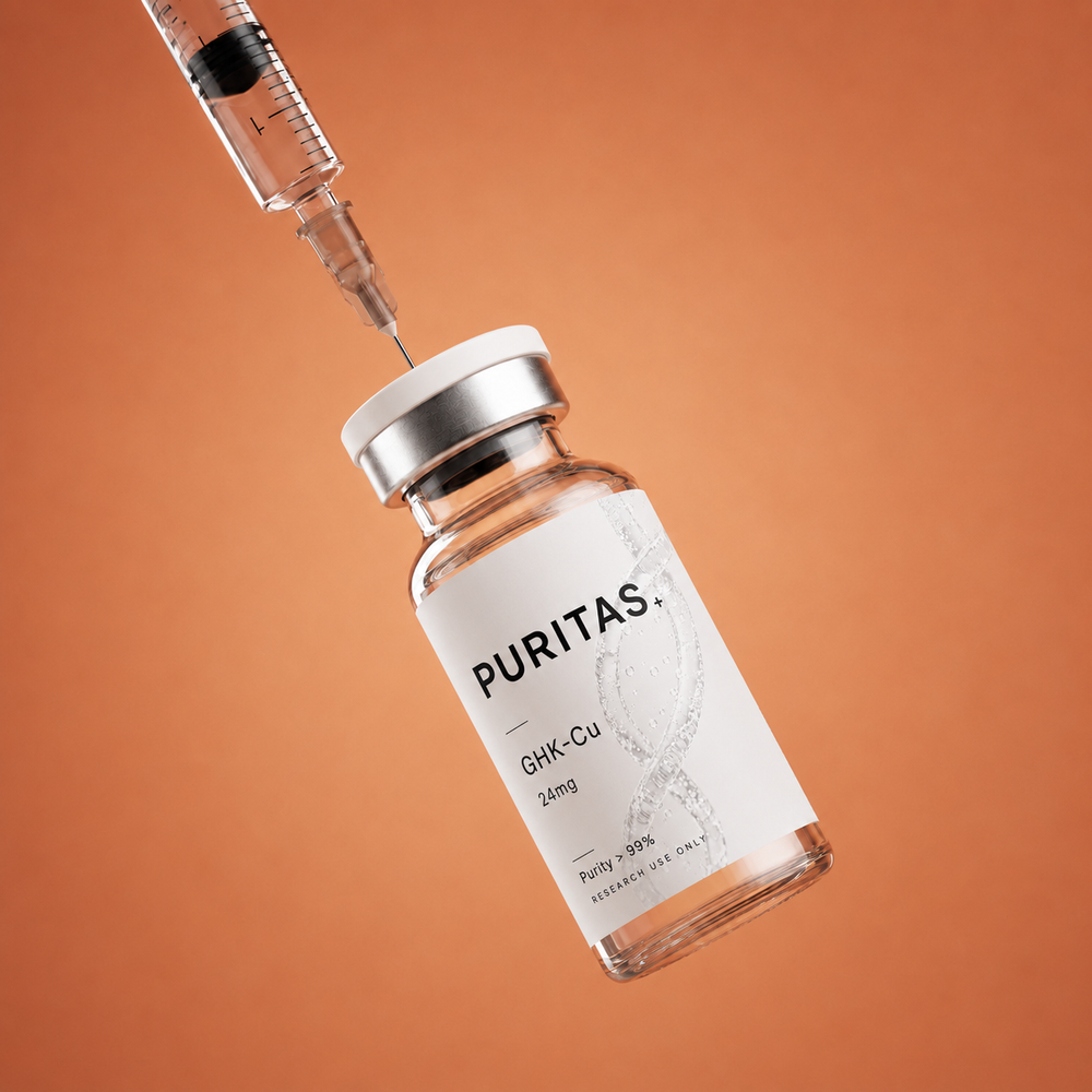 GHK-Cu research vial with reconstitution syringe